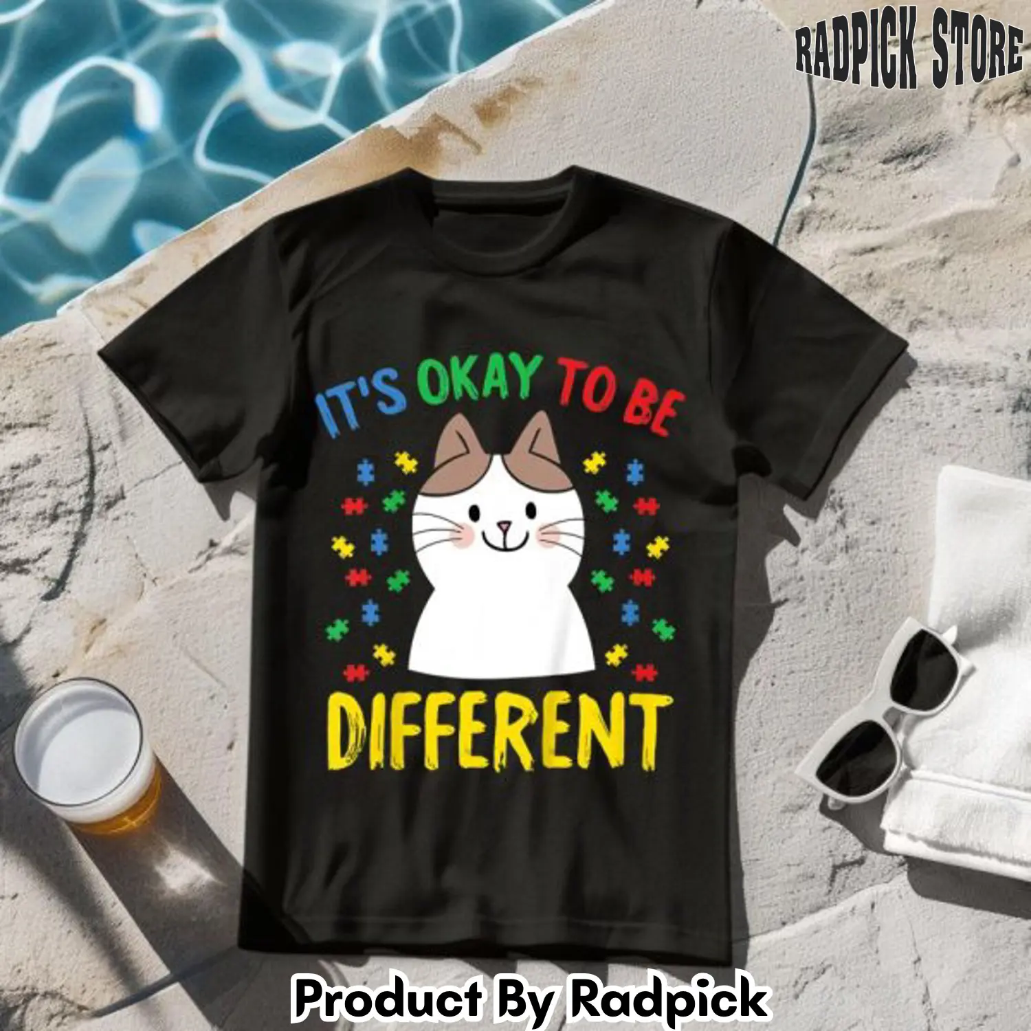 Its ok to be different autism awareness cat tshirt rp2623777